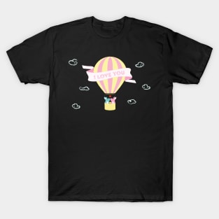 Cute Bunnies Hot Air Balloon T-Shirt